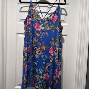 Floral Blue Spaghetti Strap Dress
